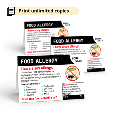 Soy Allergy Dining Cards by Equal Eats