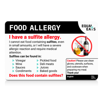 Simplified Chinese Sulfite Allergy Card