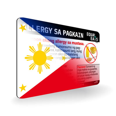 Mustard Allergy in Tagalog. Mustard Allergy Card for Philippines