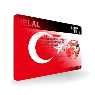 Halal Diet in Turkish. Halal Food Card for Turkey