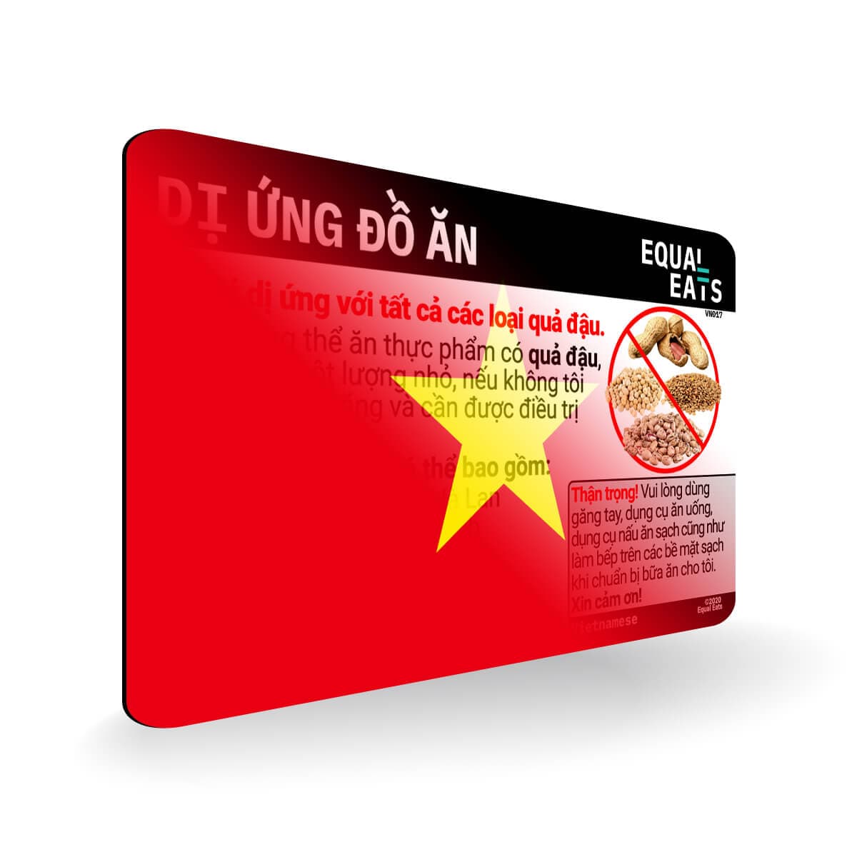 Legume Allergy in Vietnamese. Legume Allergy Card for Vietnam