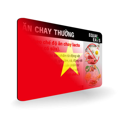 Lacto Vegetarian Card in Vietnamese. Vegetarian Travel for Vietnam