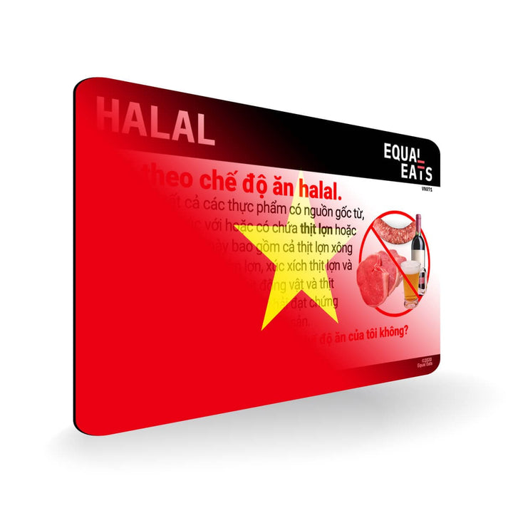 Halal Diet in Vietnamese. Halal Food Card for Vietnam